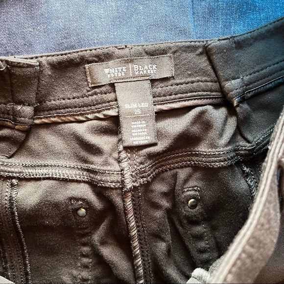 WHBM White House Black Market SLIM LEG PONTE BLACK PANTS SIZE 2 - Picture 8 of 11